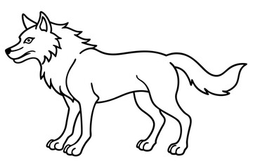 fenrir line art silhouette vector illustration