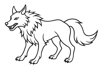 fenrir line art silhouette vector illustration