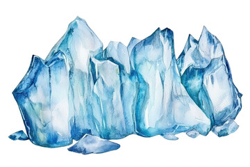 Fototapeta premium A collection of jagged ice formations, showcasing various shades of blue with sharp angles and a crystalline structure.