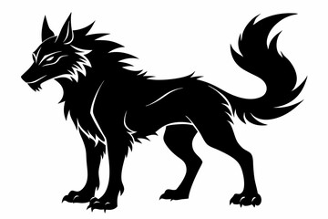 fenrir line art silhouette vector illustration