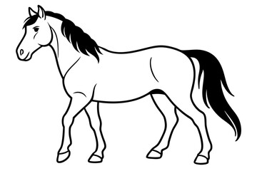 friesian horse line art silhouette vector illustration
