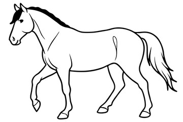 friesian horse line art silhouette vector illustration