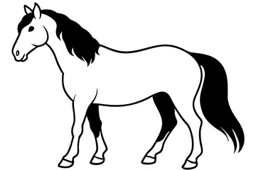 friesian horse line art silhouette vector illustration