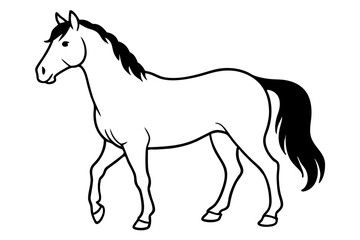 friesian horse line art silhouette vector illustration