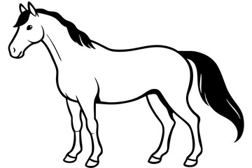 friesian horse line art silhouette vector illustration