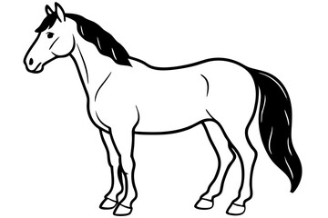 friesian horse line art silhouette vector illustration