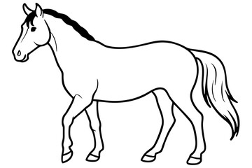 friesian horse line art silhouette vector illustration