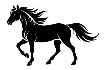 friesian horse line art silhouette vector illustration