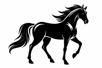 friesian horse line art silhouette vector illustration