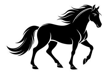 friesian horse line art silhouette vector illustration