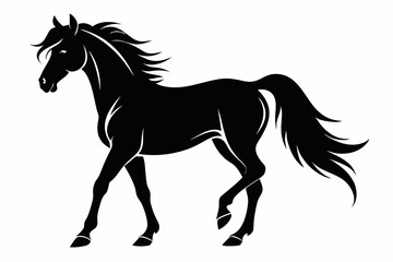 friesian horse line art silhouette vector illustration