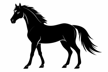 friesian horse line art silhouette vector illustration