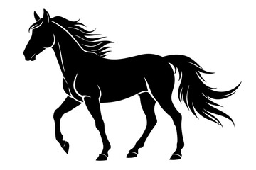 friesian horse line art silhouette vector illustration