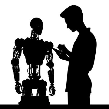 man drawing robot silhouette clip art preview