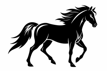 friesian horse line art silhouette vector illustration