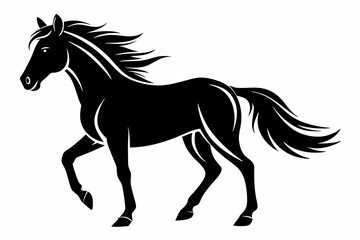 friesian horse line art silhouette vector illustration