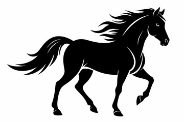 Obraz premium friesian horse line art silhouette vector illustration
