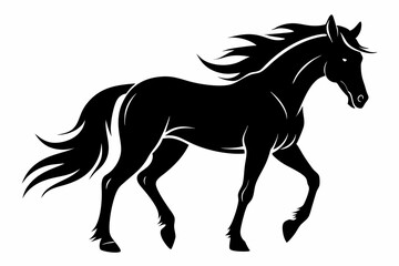 friesian horse line art silhouette vector illustration