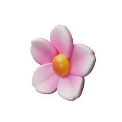 3d pink right Sakura flower. Japanese cherry blossom season. Three-dimensional spring plant vector illustration. Nature petal Japan symbol. Floral April decoration cherry tree. Cute beauty hanami