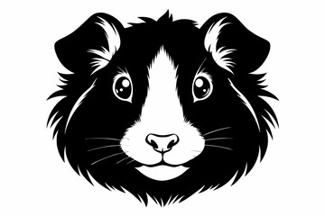 guinea pig head line art silhouette vector illustration