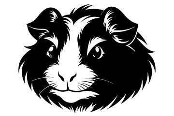 guinea pig head line art silhouette vector illustration