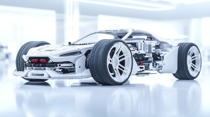 Futuristic White Sports Car Design: Unveiling the Internal Mechanics