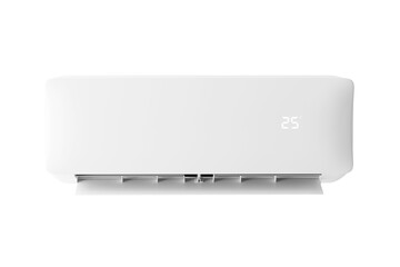 Modern White Wall-Mounted Air Conditioner Unit with Digital Display Isolated