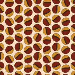 seamless pattern of coffee beans for coffee shop background. decoration cafe, place to eat and culinary events. for a coffee themed greeting card. for coffee-themed fabric motifs