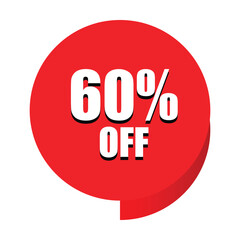 60% Off Sale Badge and Promotional Sticker on White Background