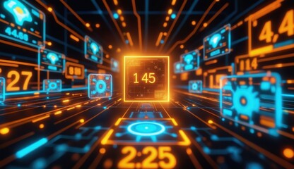 Futuristic Portrait of Woman with Digital Face Recognition Technology