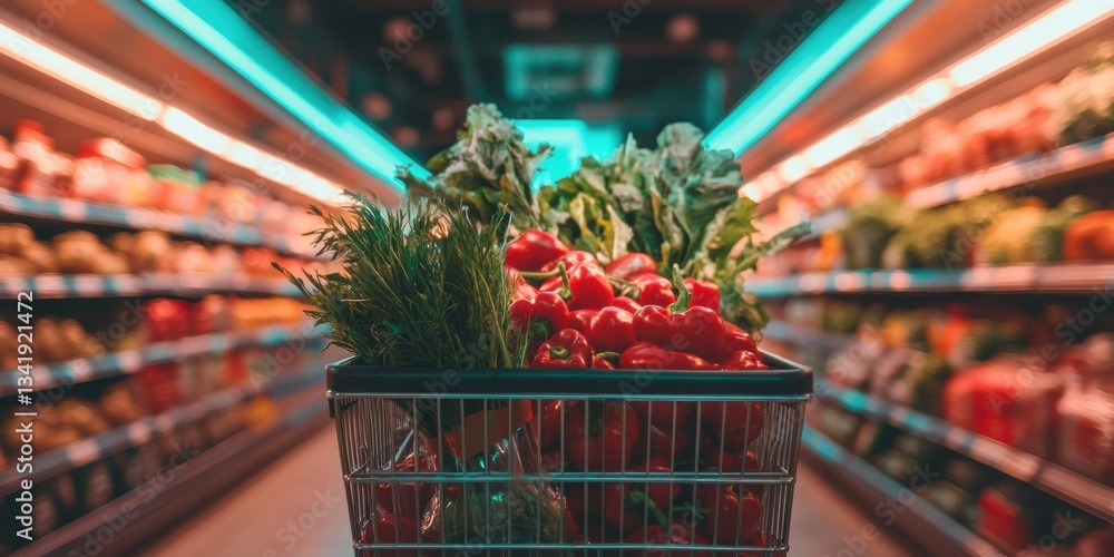Aufkleber immersive retail automation ai-powered shopping experience with vibrant produce selection in futuris