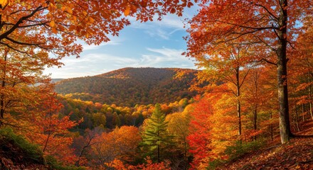 Fototapeta premium Vibrant Autumn Landscape with Colorful Foliage and Scenic View