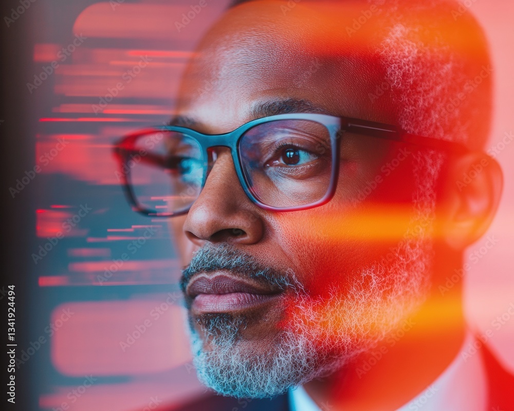 Poster Fluid Motion Design Next-Gen Professional Insight with Dynamic Digital Blur - Innovative Workplace Visualization and Cognitive Performance Narrative