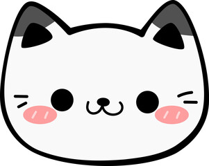 Cute hand drawn black and white cat face set, Kawaii kitty face cartoon doodle for kids