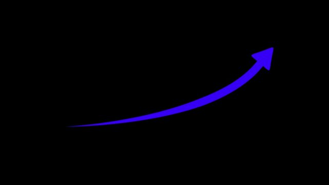 Arrows animation on transparent background Rising arrow transparent channel, business growth arrow and graph chart.