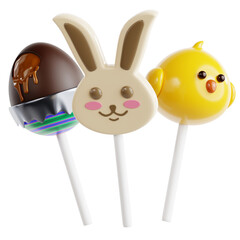 Easter-Themed Candy Pops with Bunny, Chick, and Egg