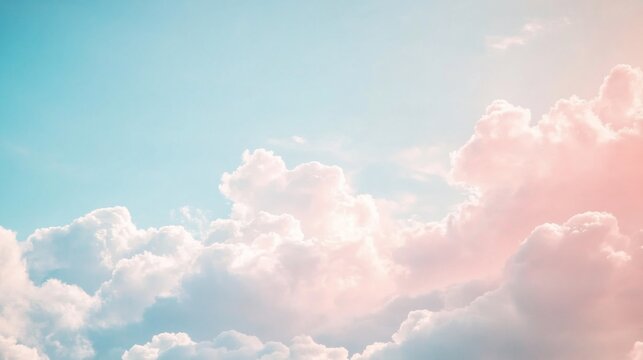 Pastel Sky with Fluffy Clouds