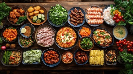 Fototapeta premium Variety of keto dishes captured with 35mm lens camera