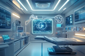 Futuristic Operating Room with High-Tech Medical Equipment - Advanced Surgical Environment
