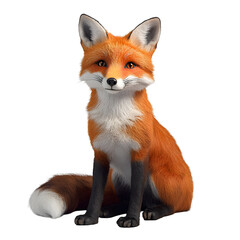 Obraz premium Highly detailed, photorealistic red fox sitting gracefully on a white background