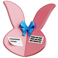 Easter Greeting Card with Pink Bunny Ears and Blue Bow