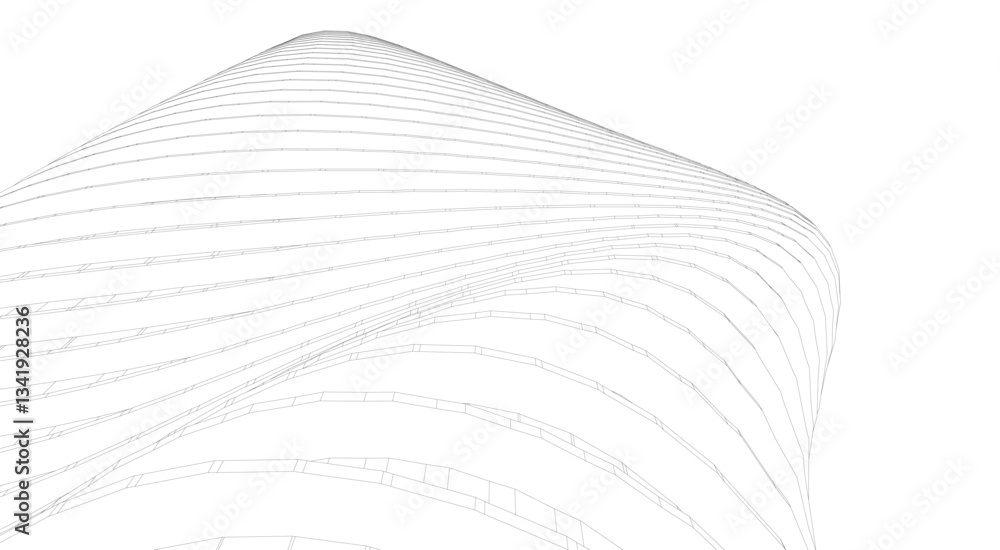 Canvas Prints architectural structure – futuristic geometric facade in perspective