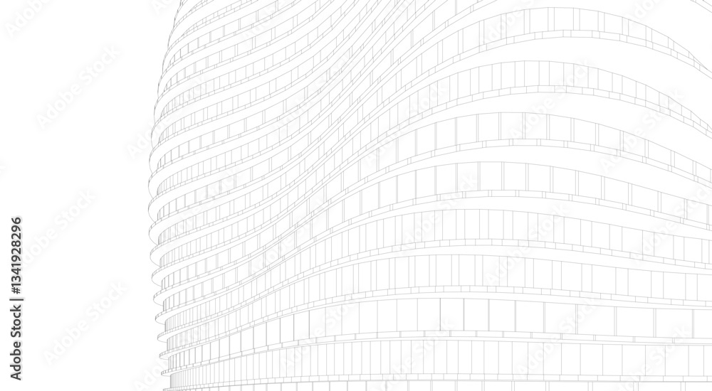 Canvas Prints architectural structure – futuristic geometric facade in perspective