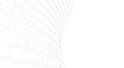 Architectural Structure – Futuristic Geometric Facade in Perspective