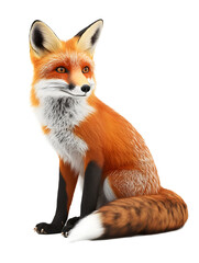 Obraz premium Highly detailed, photorealistic red fox sitting gracefully on a white background