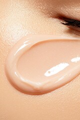 Fototapeta premium Face cream application on fair skin; beauty treatment for hydration and skin care