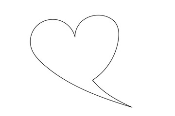 Line Art Heart Speech Bubble Frame Doodle Abstract hand Drawn Outline Border. Editable Continuous Sketch Thin Line Curve Symbol Design