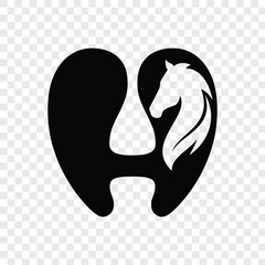 50 h alphabet horse combination negative space logo