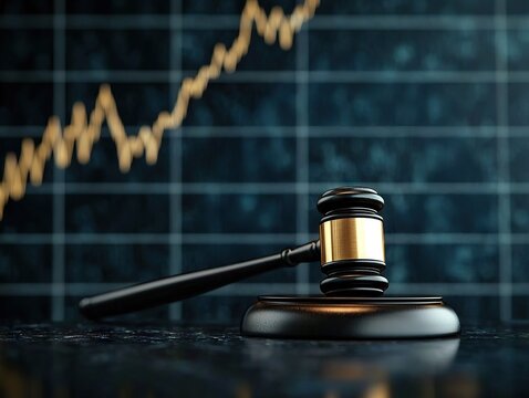 Courtroom action legal judgement trends justice system digital analytics professional environment close-up view