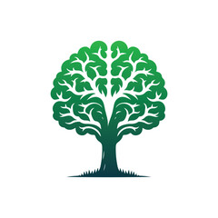brain tree vector silhouette clip art logo design